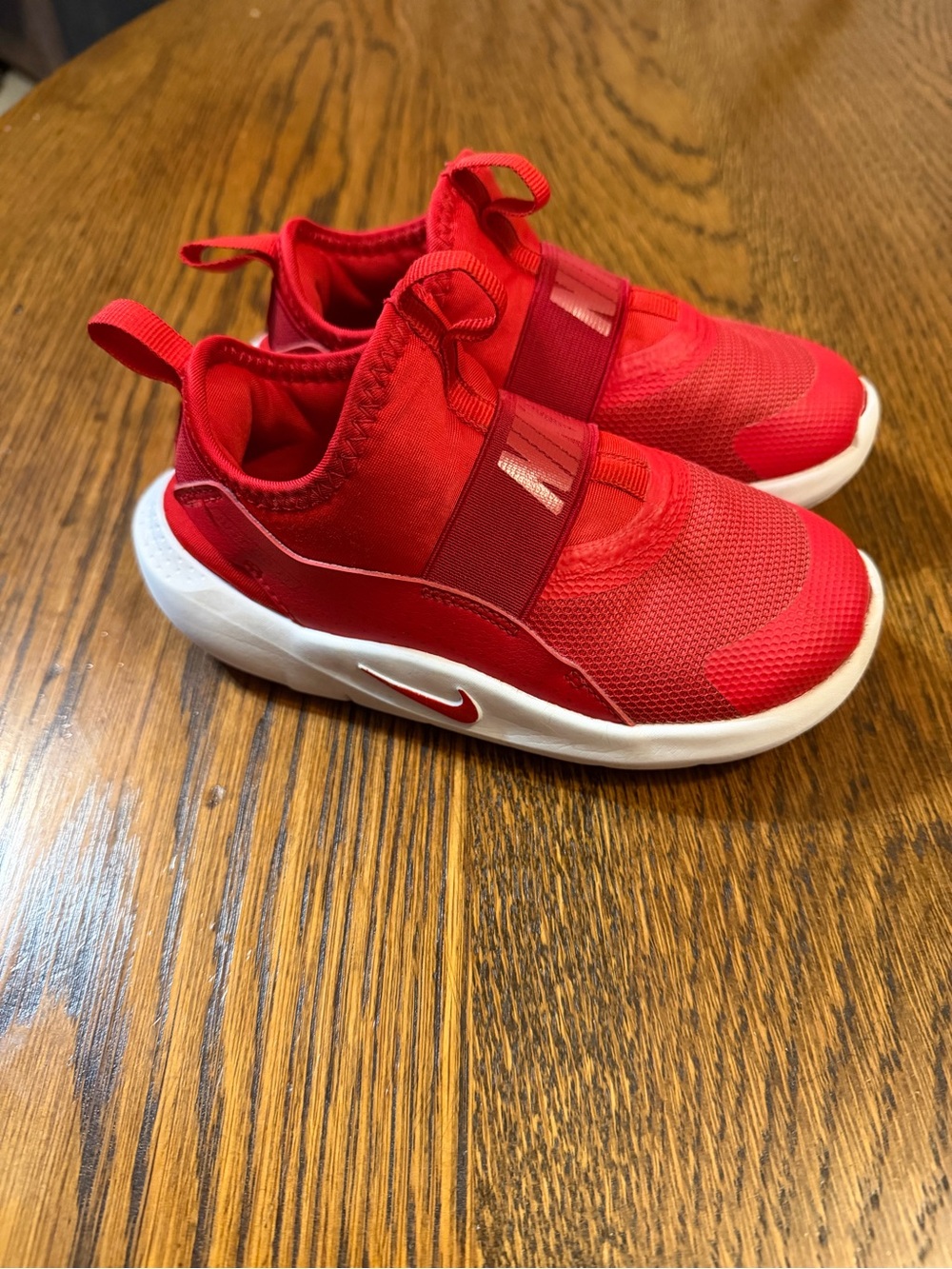Nike Kids Red Slip-On Mesh Sneakers with White Sole